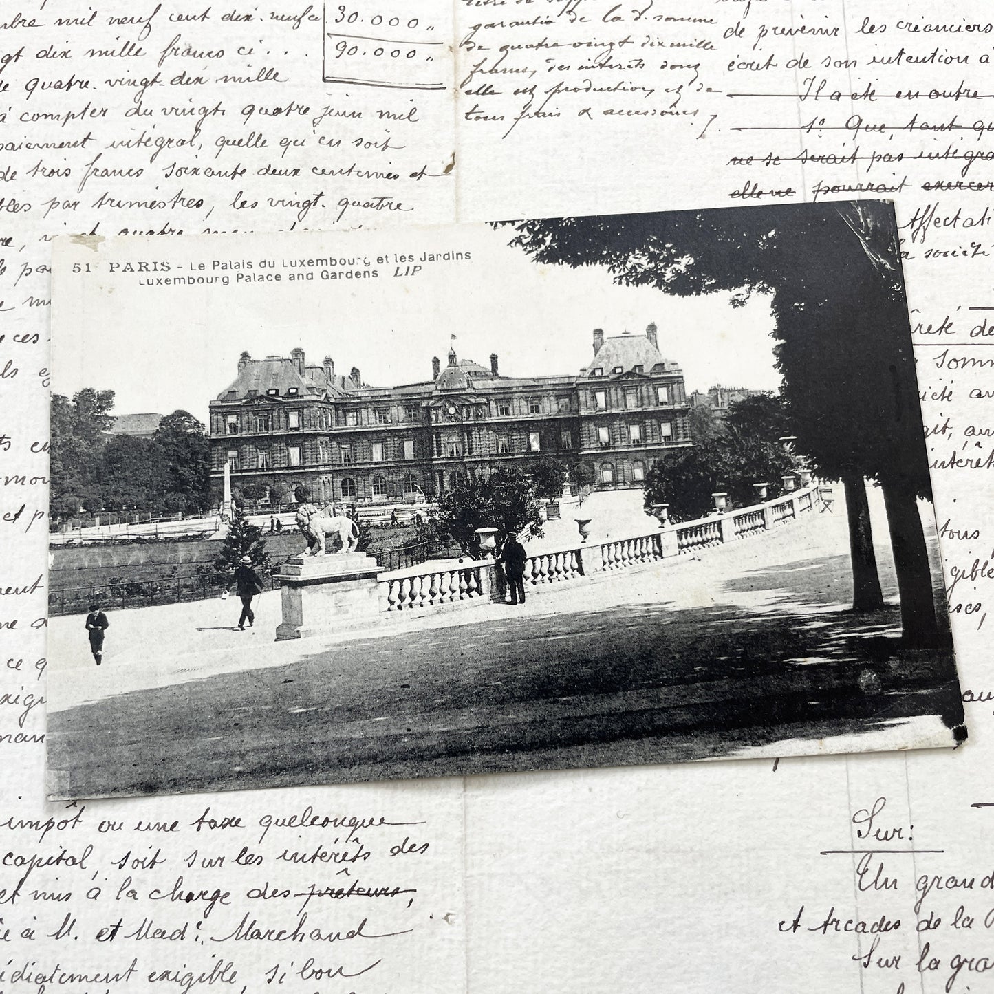 1900s - Paris Luxembourg Palace Gardens Antique Postcard - Vintage French Document - Historic Paris View