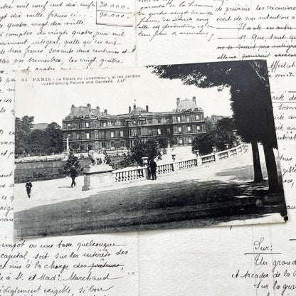 1900s - Paris Luxembourg Palace Gardens Antique Postcard - Vintage French Document - Historic Paris View