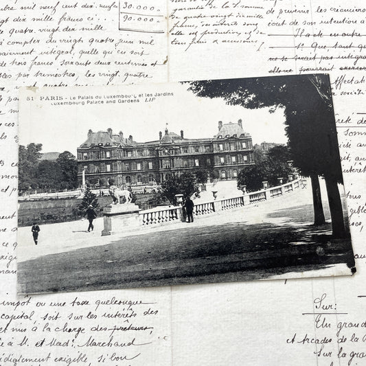 1900s - Paris Luxembourg Palace Gardens Antique Postcard - Vintage French Document - Historic Paris View