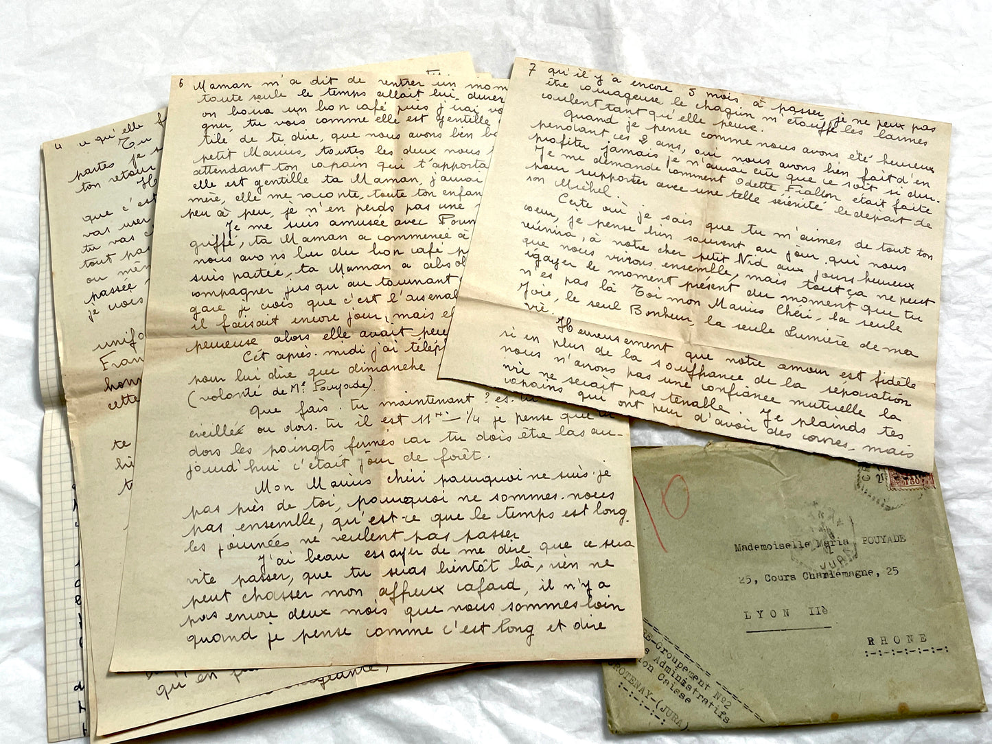 1940s - Two Long French Handwritten Love Letters - Authentic World War II Era Manuscript Correspondence Between Lovers from France