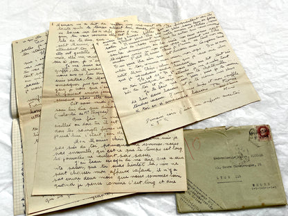 1940s - Two Long French Handwritten Love Letters - Authentic World War II Era Manuscript Correspondence Between Lovers from France
