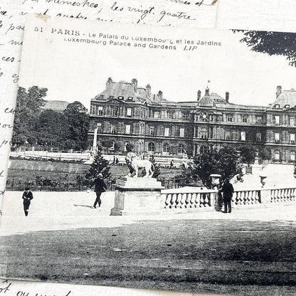 1900s - Paris Luxembourg Palace Gardens Antique Postcard - Vintage French Document - Historic Paris View