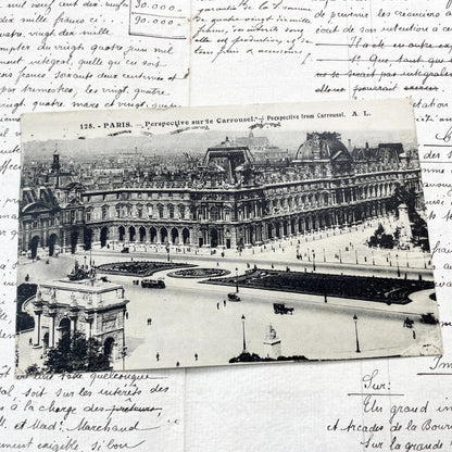 1930s - Vintage Paris Postcard - Louvre Palace Carrousel Arch - Historical French Ephemera - Black And White Photography - Parisian Landmark