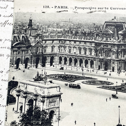 1930s - Vintage Paris Postcard - Louvre Palace Carrousel Arch - Historical French Ephemera - Black And White Photography - Parisian Landmark