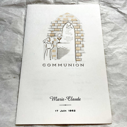 1960s - Two Vintage French First Communion Menus - 1961 Jean-Paul Jean-Pierre & 1962 Marie-Claude - Elegant Mid-Century Dining Ephemera