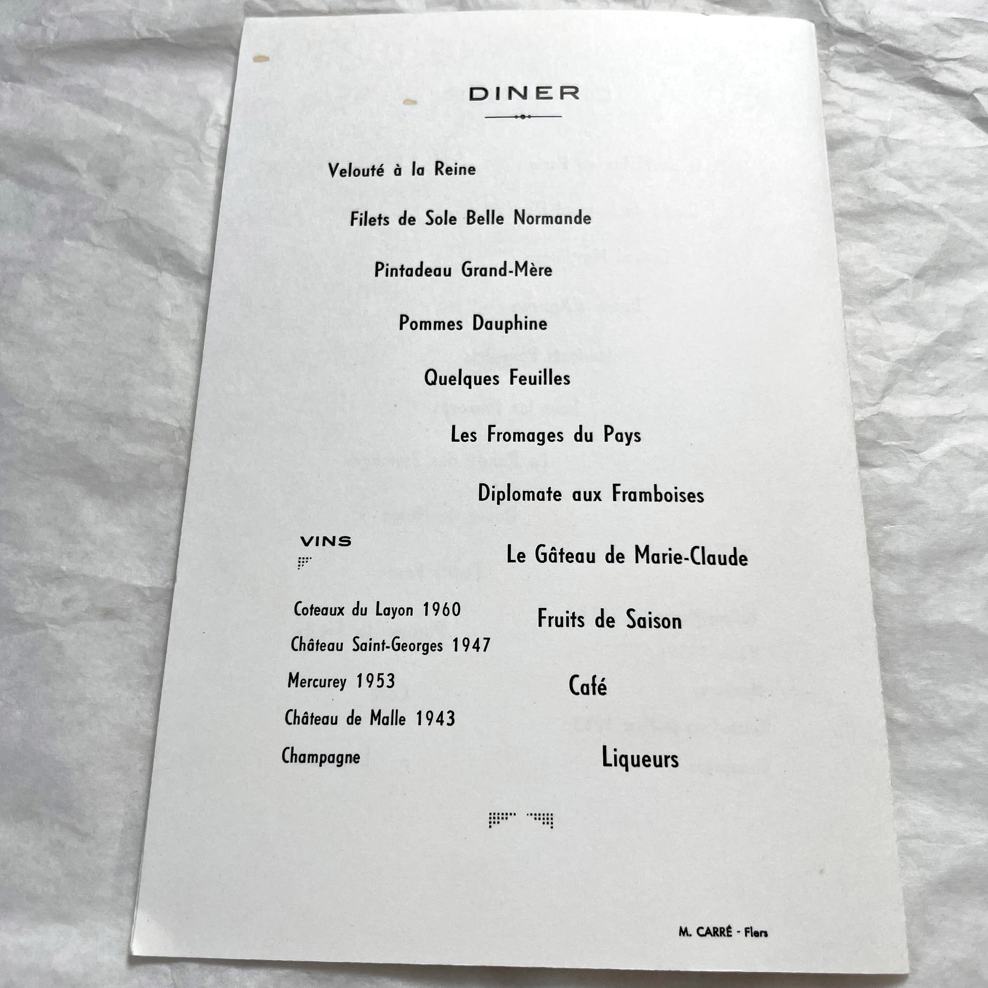 1960s - Two Vintage French First Communion Menus - 1961 Jean-Paul Jean-Pierre & 1962 Marie-Claude - Elegant Mid-Century Dining Ephemera