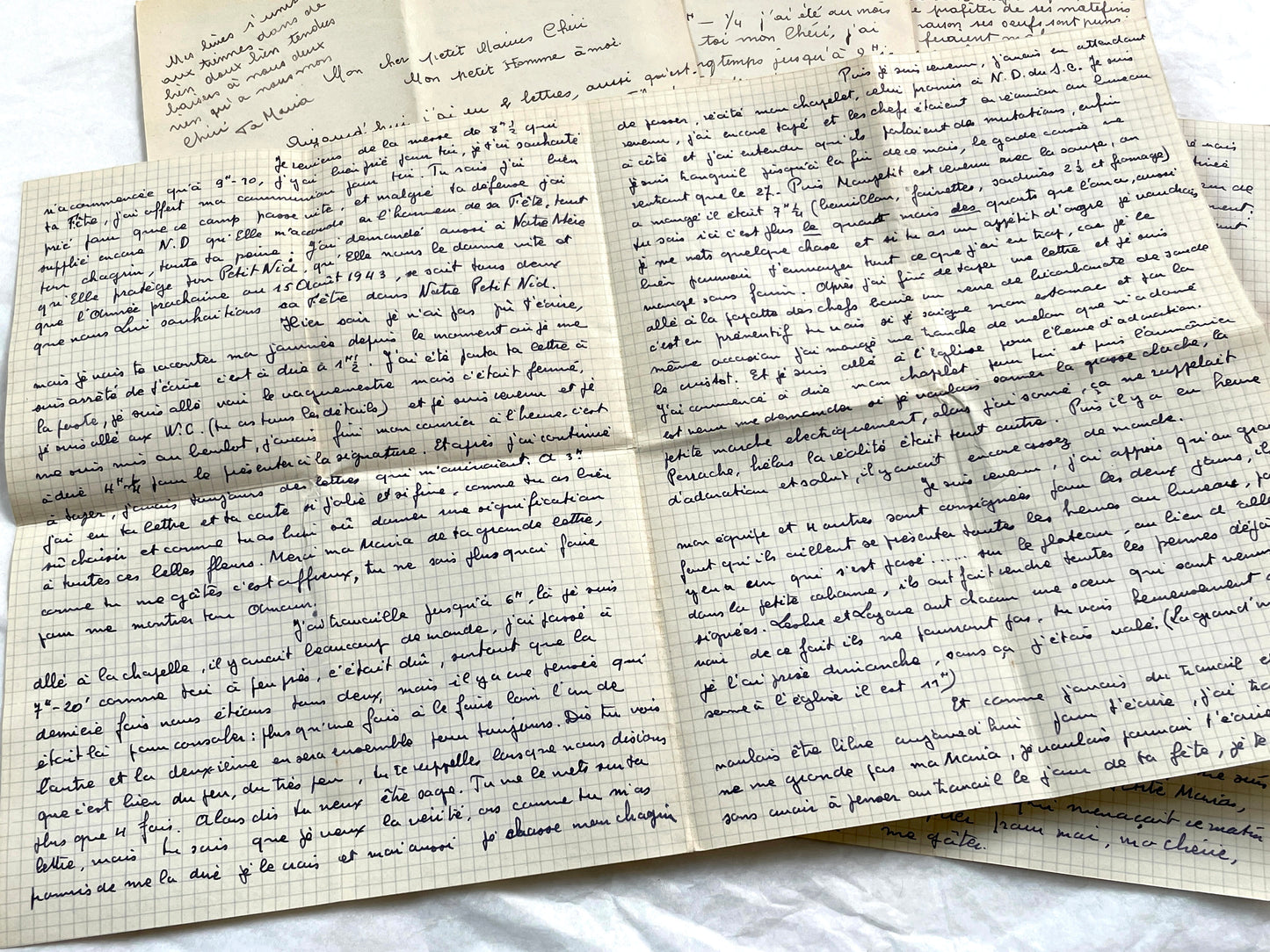 1940s - Two Long Original Handwritten French Love Letters - Evocative Wartime Romantic Correspondence Ephemera Between Lovers