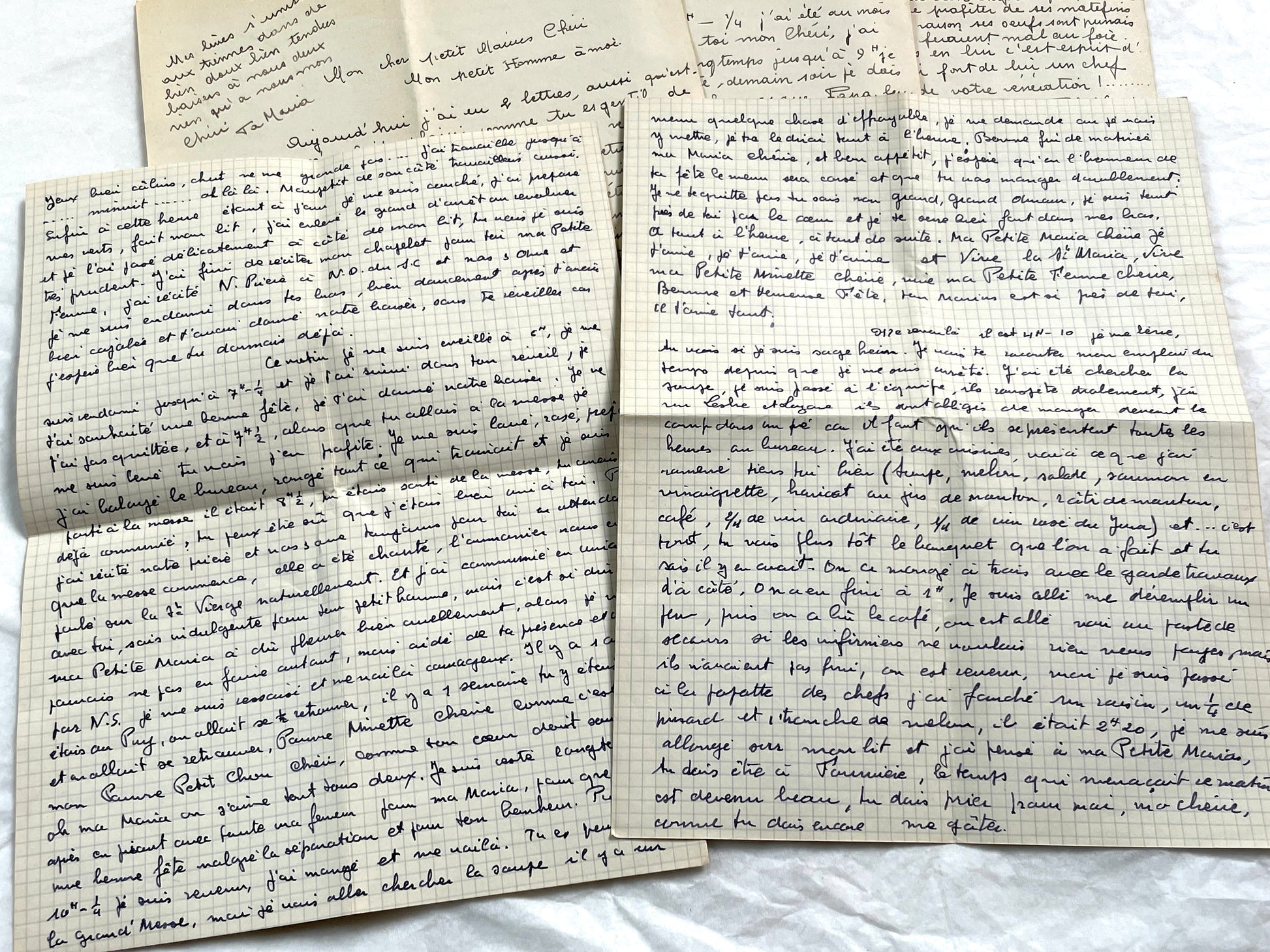 1940s - Two Long Original Handwritten French Love Letters - Evocative Wartime Romantic Correspondence Ephemera Between Lovers