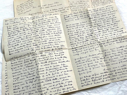 1940s - Two Long Original Handwritten French Love Letters - Evocative Wartime Romantic Correspondence Ephemera Between Lovers