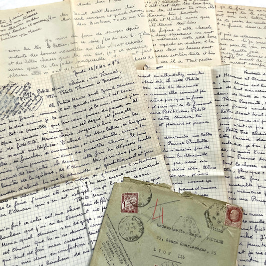 1940s - Vintage French Love Letters - Handwritten Correspondence Between Lovers - WWII Era Ephemera