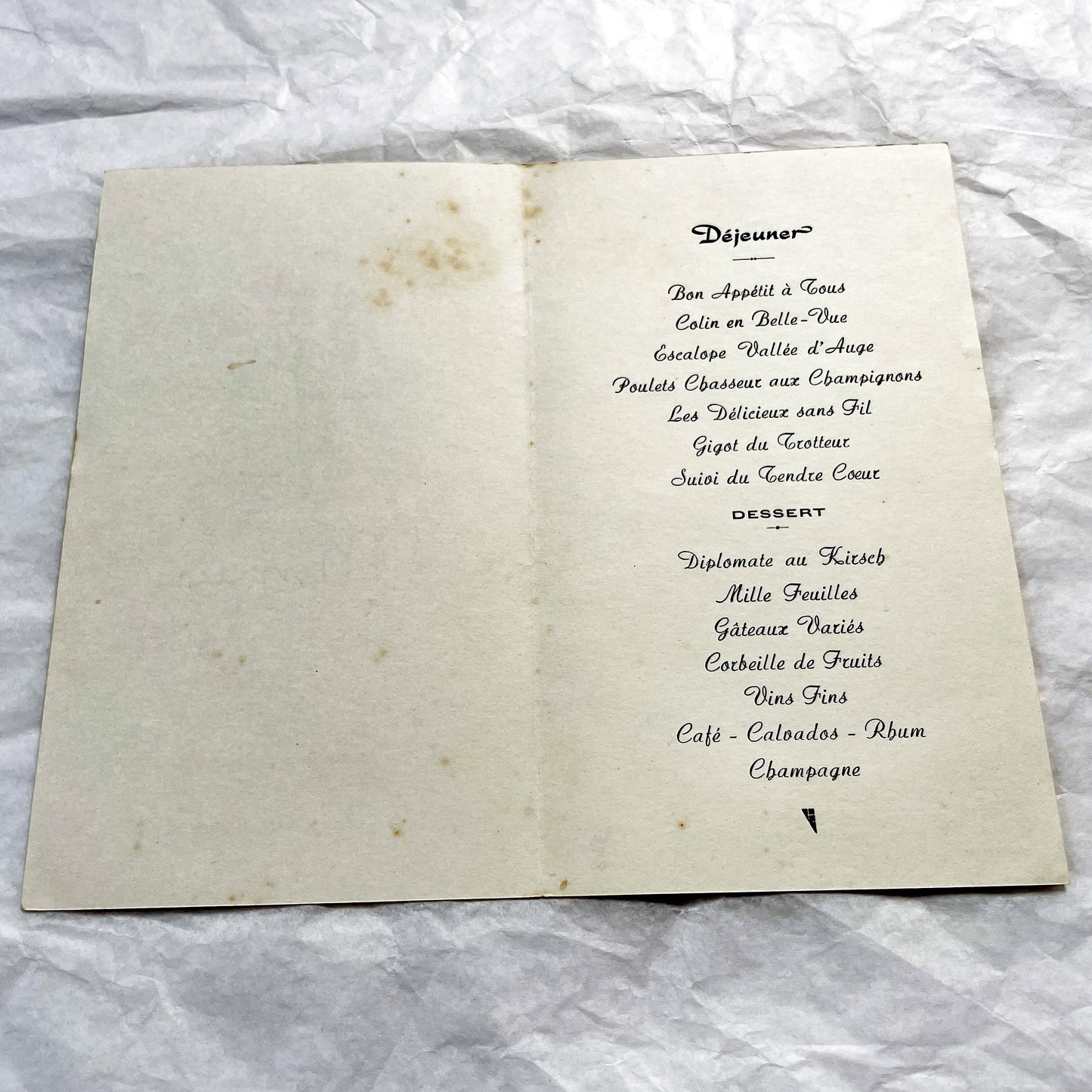 1960s - Vintage French Wedding Menu - Andrée Roger Wedding - June 1960 Event - Elegant Classic Illustration - Dinner Lunch Celebration