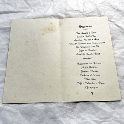 1960s - Vintage French Wedding Menu - Andrée Roger Wedding - June 1960 Event - Elegant Classic Illustration - Dinner Lunch Celebration