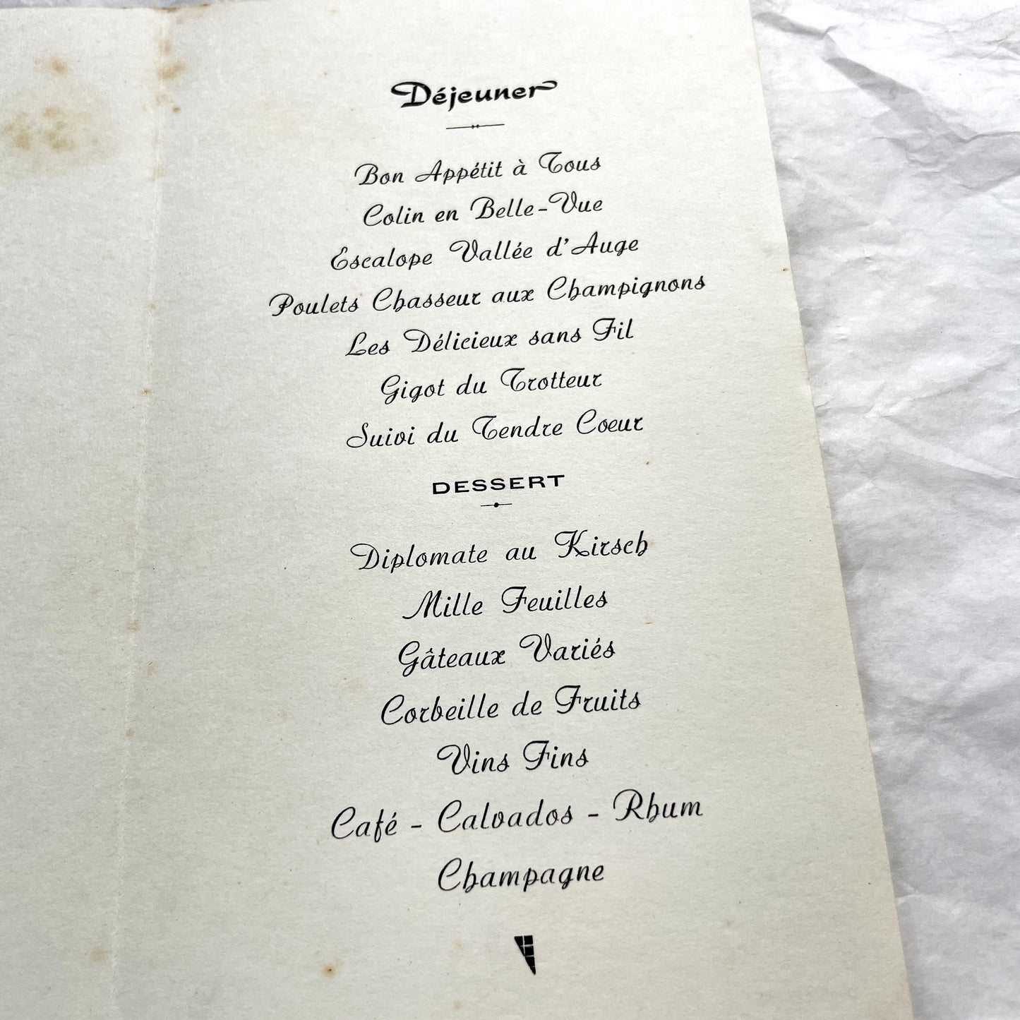 1960s - Vintage French Wedding Menu - Andrée Roger Wedding - June 1960 Event - Elegant Classic Illustration - Dinner Lunch Celebration