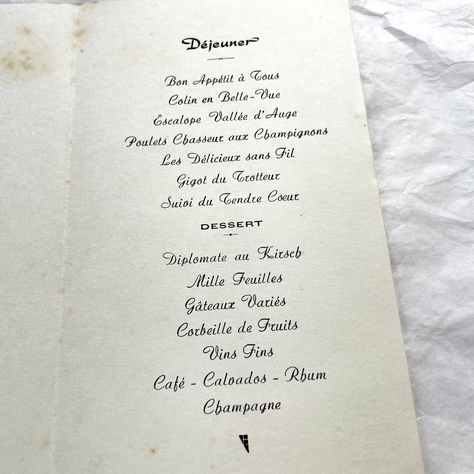 1960s - Vintage French Wedding Menu - Andrée Roger Wedding - June 1960 Event - Elegant Classic Illustration - Dinner Lunch Celebration