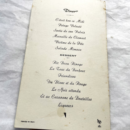 1960s - Vintage French Wedding Menu - Andrée Roger Wedding - June 1960 Event - Elegant Classic Illustration - Dinner Lunch Celebration