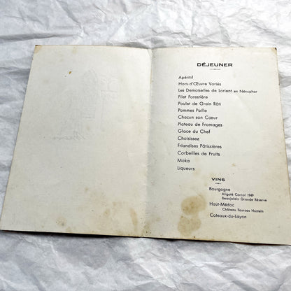 1960s - Vintage Wedding Menu - French Celebration Document - Religious Ceremony - Historic Dinner Program - Alain Evelyne 1963