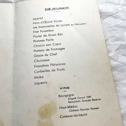 1960s - Vintage Wedding Menu - French Celebration Document - Religious Ceremony - Historic Dinner Program - Alain Evelyne 1963