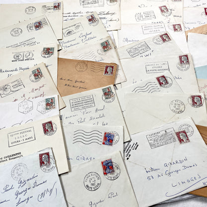 1960s - 30 French half-envelopes - Without letters inside - 1960s Ephemera for Junk Journals, Collage & Paper Crafts