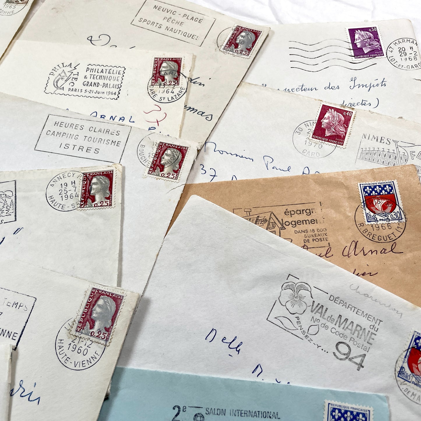 1960s - 30 French half-envelopes - Without letters inside - 1960s Ephemera for Junk Journals, Collage & Paper Crafts