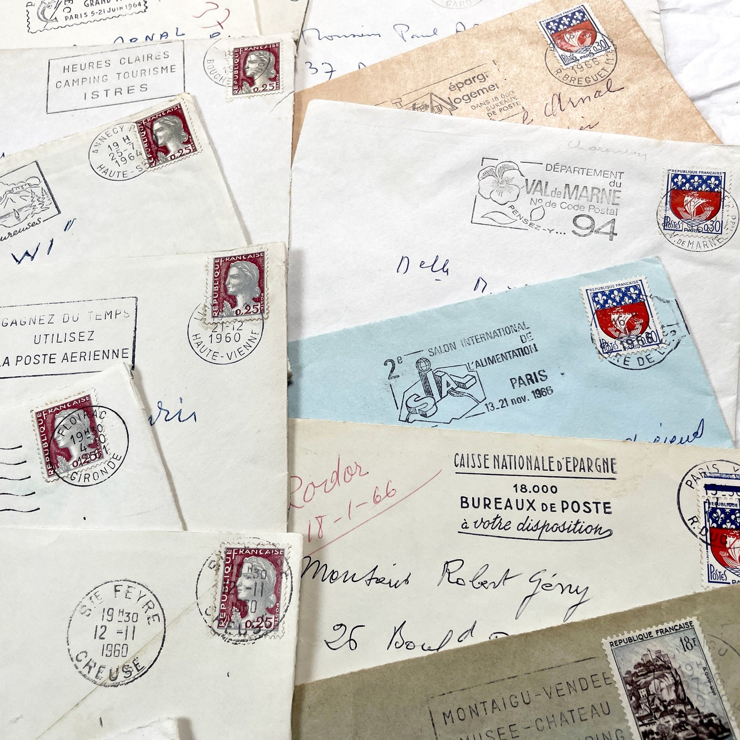 1960s - 30 French half-envelopes - Without letters inside - 1960s Ephemera for Junk Journals, Collage & Paper Crafts