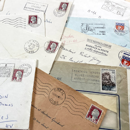 1960s - 30 French half-envelopes - Without letters inside - 1960s Ephemera for Junk Journals, Collage & Paper Crafts