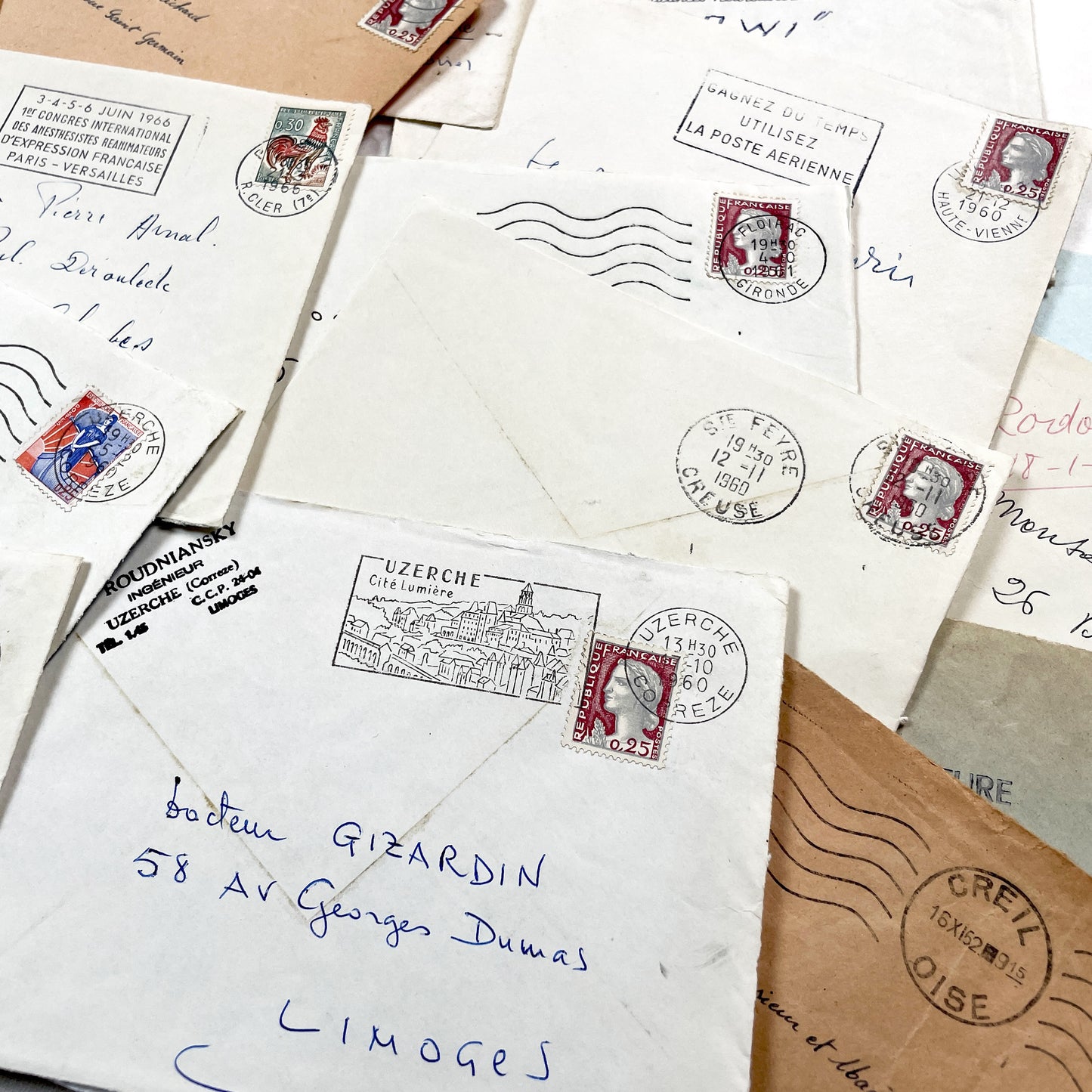 1960s - 30 French half-envelopes - Without letters inside - 1960s Ephemera for Junk Journals, Collage & Paper Crafts