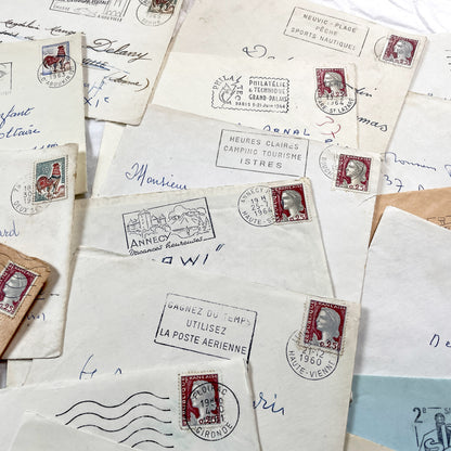 1960s - 30 French half-envelopes - Without letters inside - 1960s Ephemera for Junk Journals, Collage & Paper Crafts