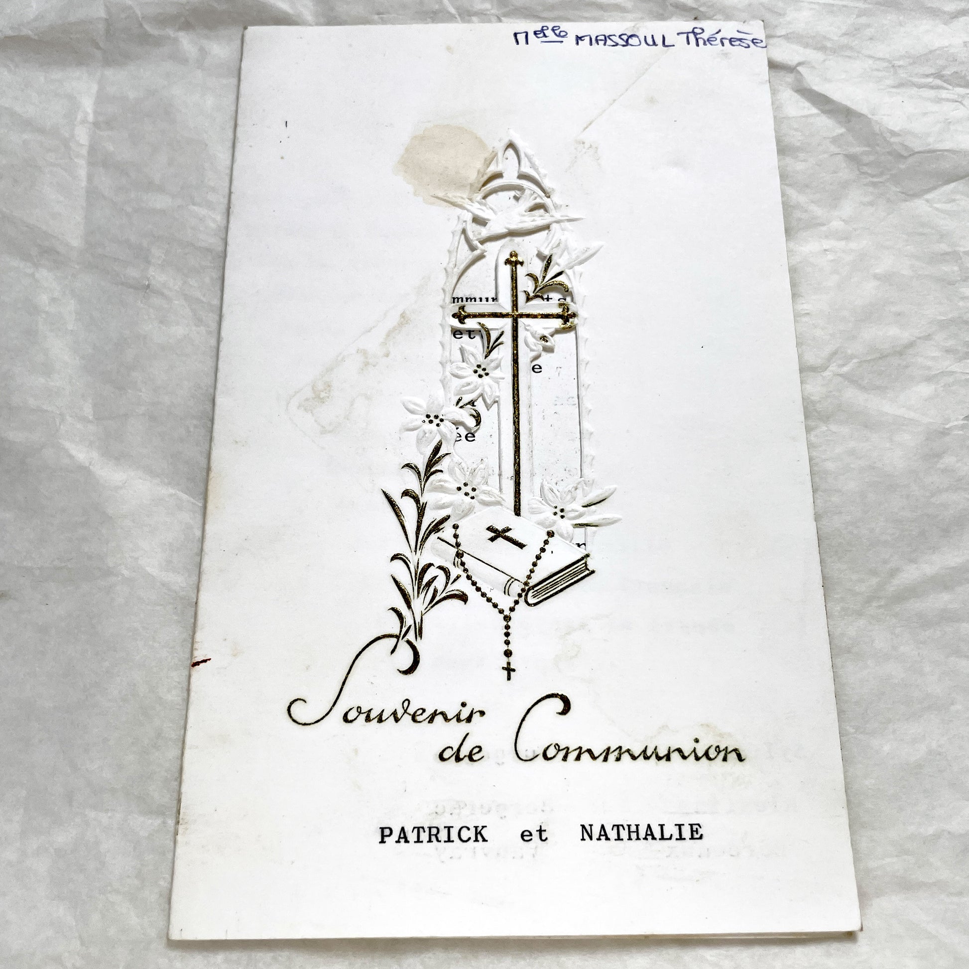 1960s - Vintage French First Communion Menu Card - Catholic Religious Event Memorabilia - Lunch & Dinner Celebration Souvenir