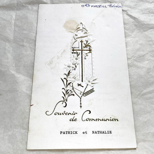 1960s - Vintage French First Communion Menu Card - Catholic Religious Event Memorabilia - Lunch & Dinner Celebration Souvenir
