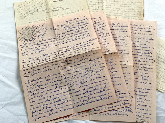 1940s - Two Original Handwritten French Love Letters - WWII Era Correspondence - Vintage Ephemera Romance