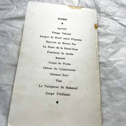 1960s - Vintage French Menu Card - 1967 First Communion Souvenir - Religious Event Keepsake - Historical Ephemera