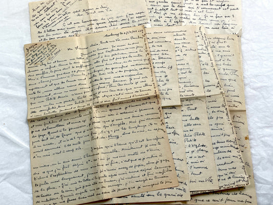 1940s - French Handwritten Love Letters - Vintage Romantic Correspondence - Intimate Personal Ephemera From Wartime France, Couple