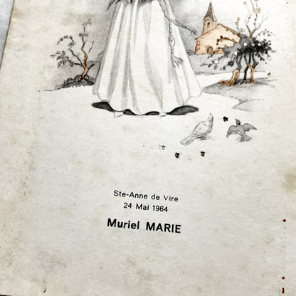 1960s - Vintage French First Communion Menu 1964 - Commemorative Menu - Retro French Religious Keepsake - Antique Paper Ephemera