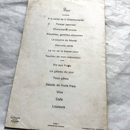 1960s - Vintage French First Communion Menu 1964 - Commemorative Menu - Retro French Religious Keepsake - Antique Paper Ephemera