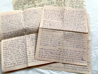1940s - Two Long Handwritten French Love Letters Between Sweethearts - Evocative & Profound WWII Era Romantic Correspondence Manuscript