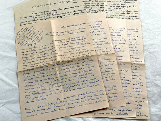 1940s - Two Original Handwritten French Love Letters - Poignant Vintage Wartime Correspondence Ephemera from Lovers' Intimate Story