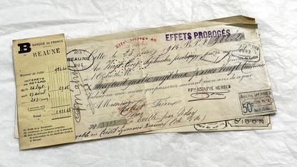 1920s - Lot of 6 Vintage French Bills of Exchange – Handwritten Commercial Documents with Stamps