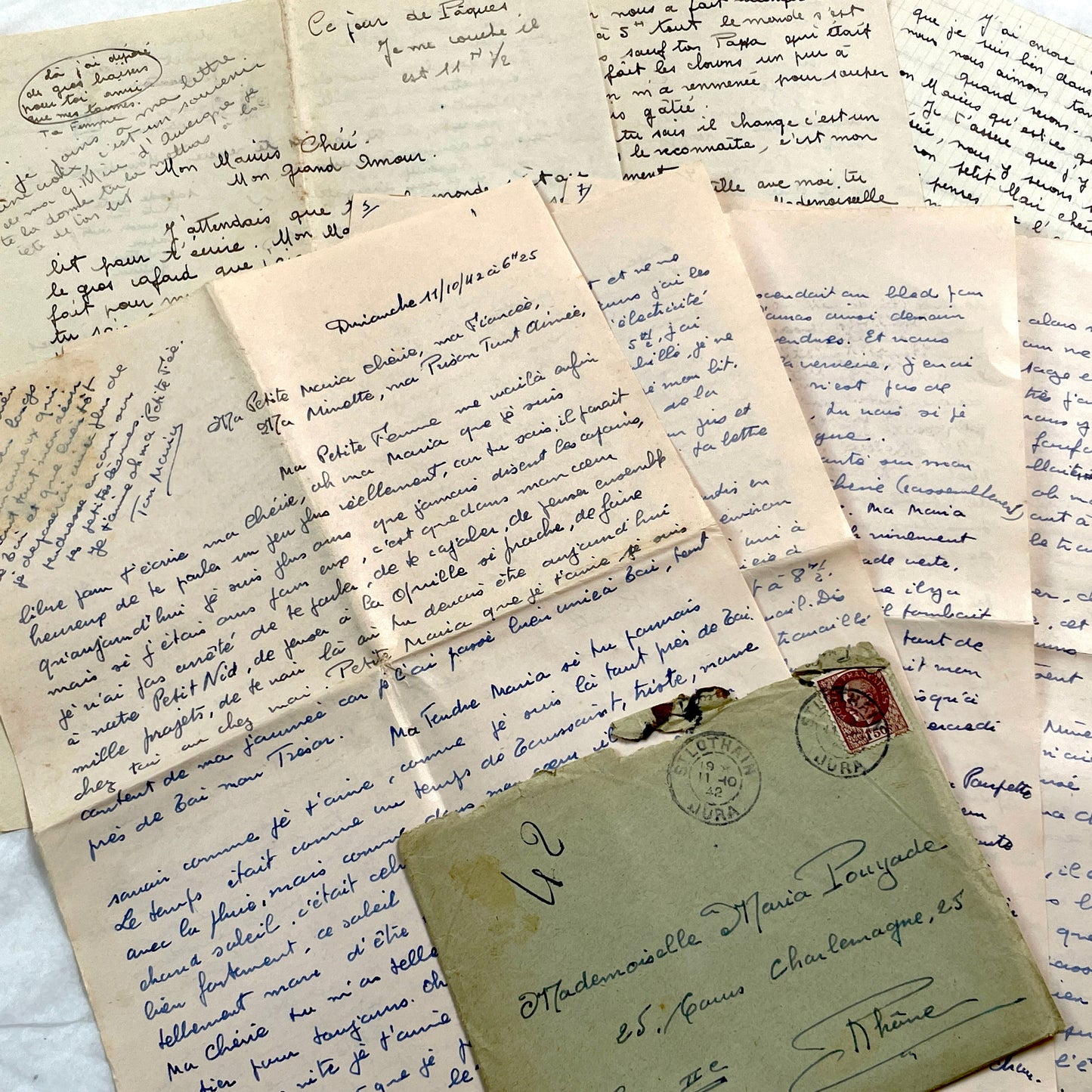 1940s - Rare Handwritten French Letters - Romantic Love Correspondence Between Sweethearts - Evocative WWII Era Ephemera