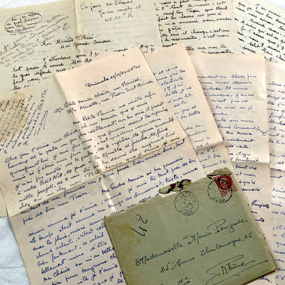 1940s - Rare Handwritten French Letters - Romantic Love Correspondence Between Sweethearts - Evocative WWII Era Ephemera