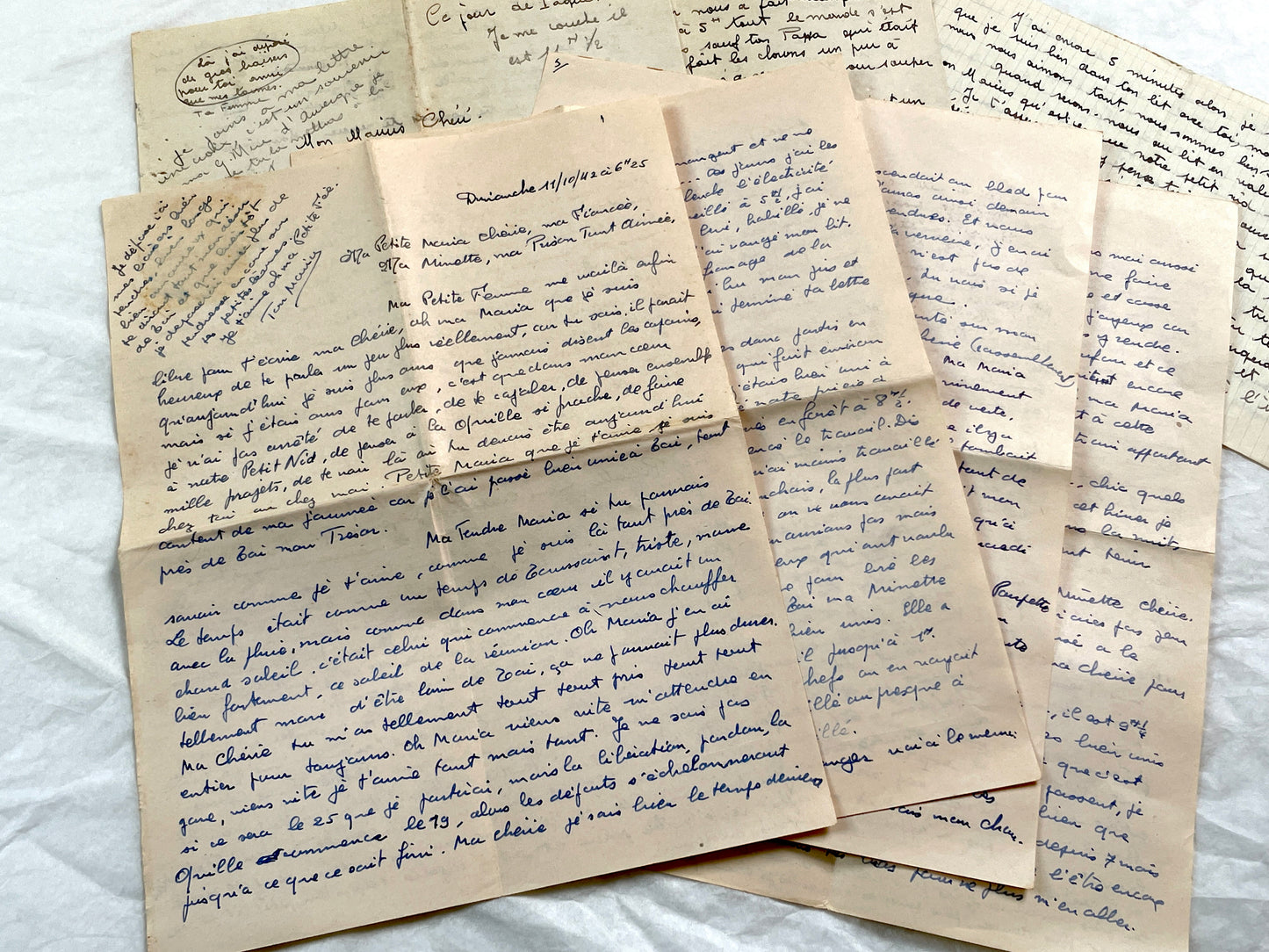 1940s - Rare Handwritten French Letters - Romantic Love Correspondence Between Sweethearts - Evocative WWII Era Ephemera