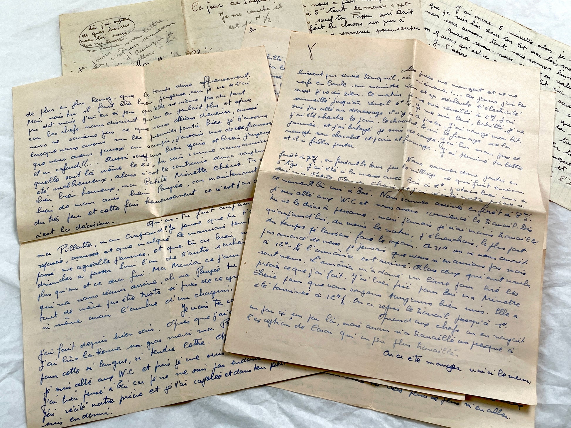 1940s - Rare Handwritten French Letters - Romantic Love Correspondence Between Sweethearts - Evocative WWII Era Ephemera