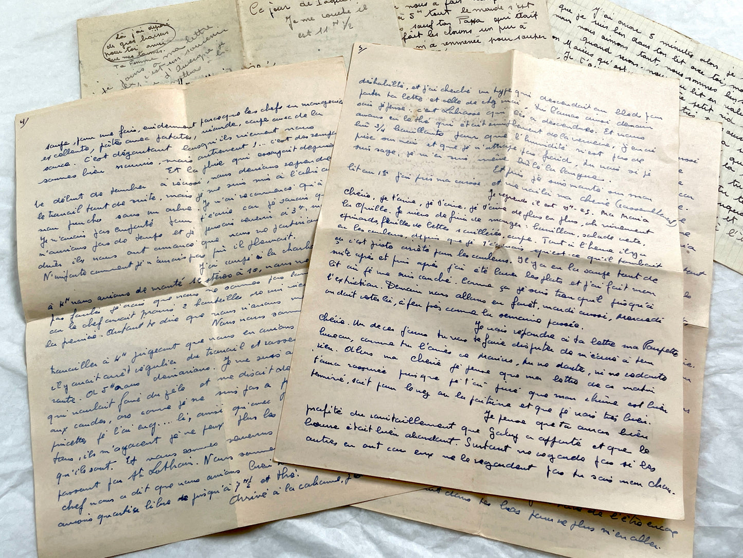 1940s - Rare Handwritten French Letters - Romantic Love Correspondence Between Sweethearts - Evocative WWII Era Ephemera