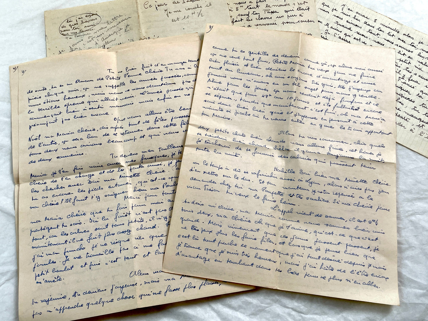 1940s - Rare Handwritten French Letters - Romantic Love Correspondence Between Sweethearts - Evocative WWII Era Ephemera