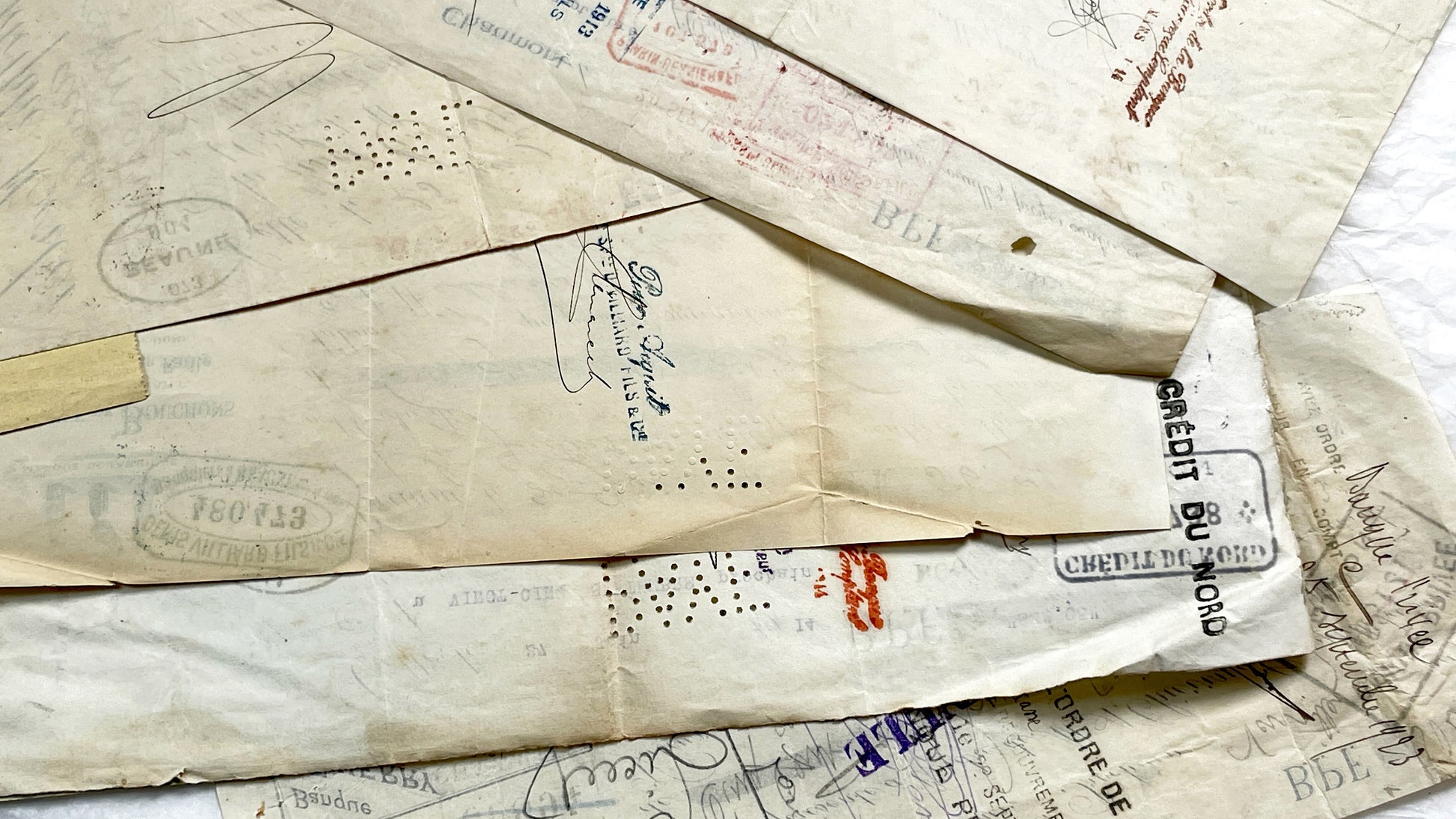 1920s - Lot of 6 Vintage French Bills of Exchange – Handwritten Commercial Documents with Stamps