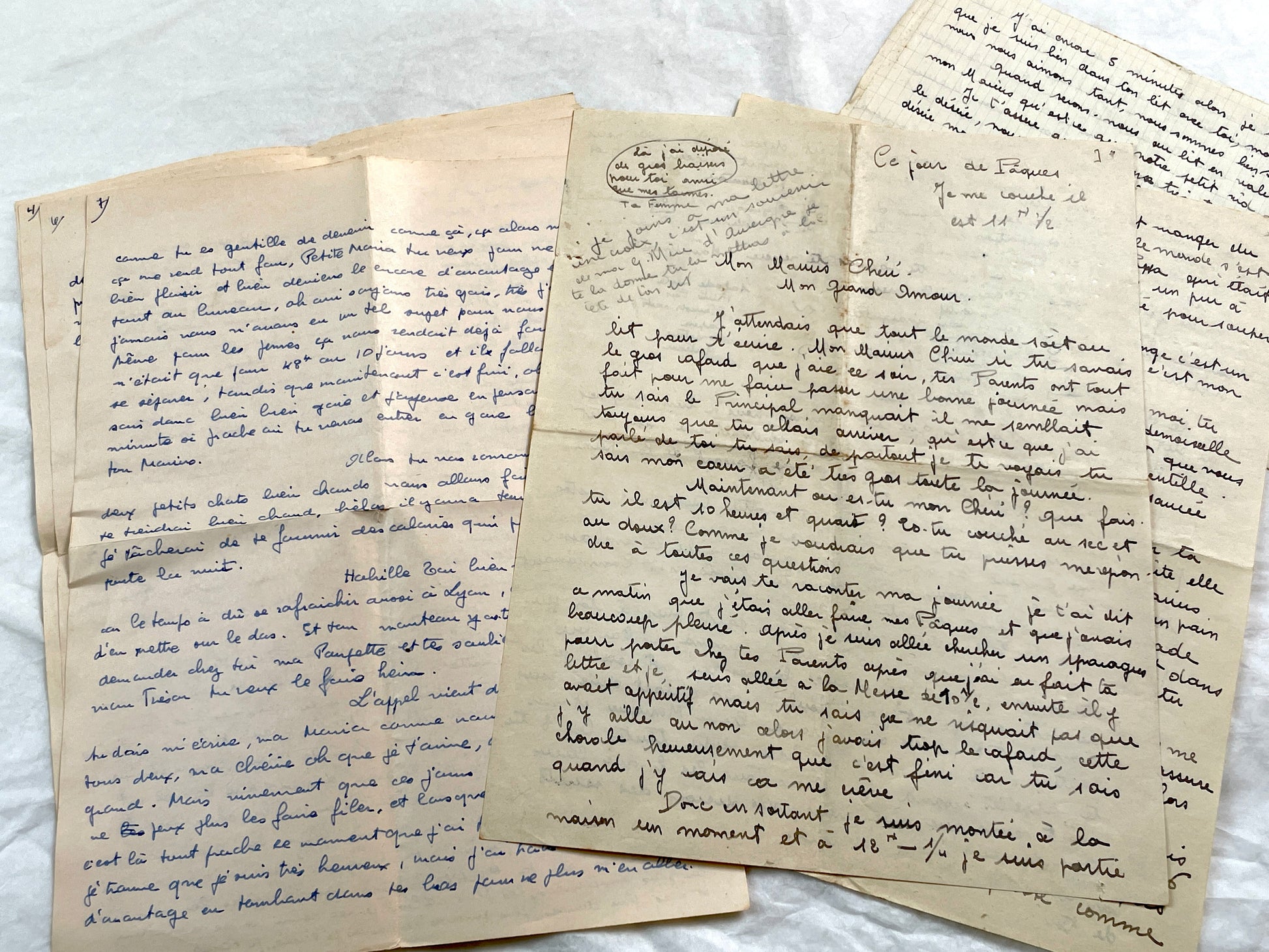 1940s - Rare Handwritten French Letters - Romantic Love Correspondence Between Sweethearts - Evocative WWII Era Ephemera