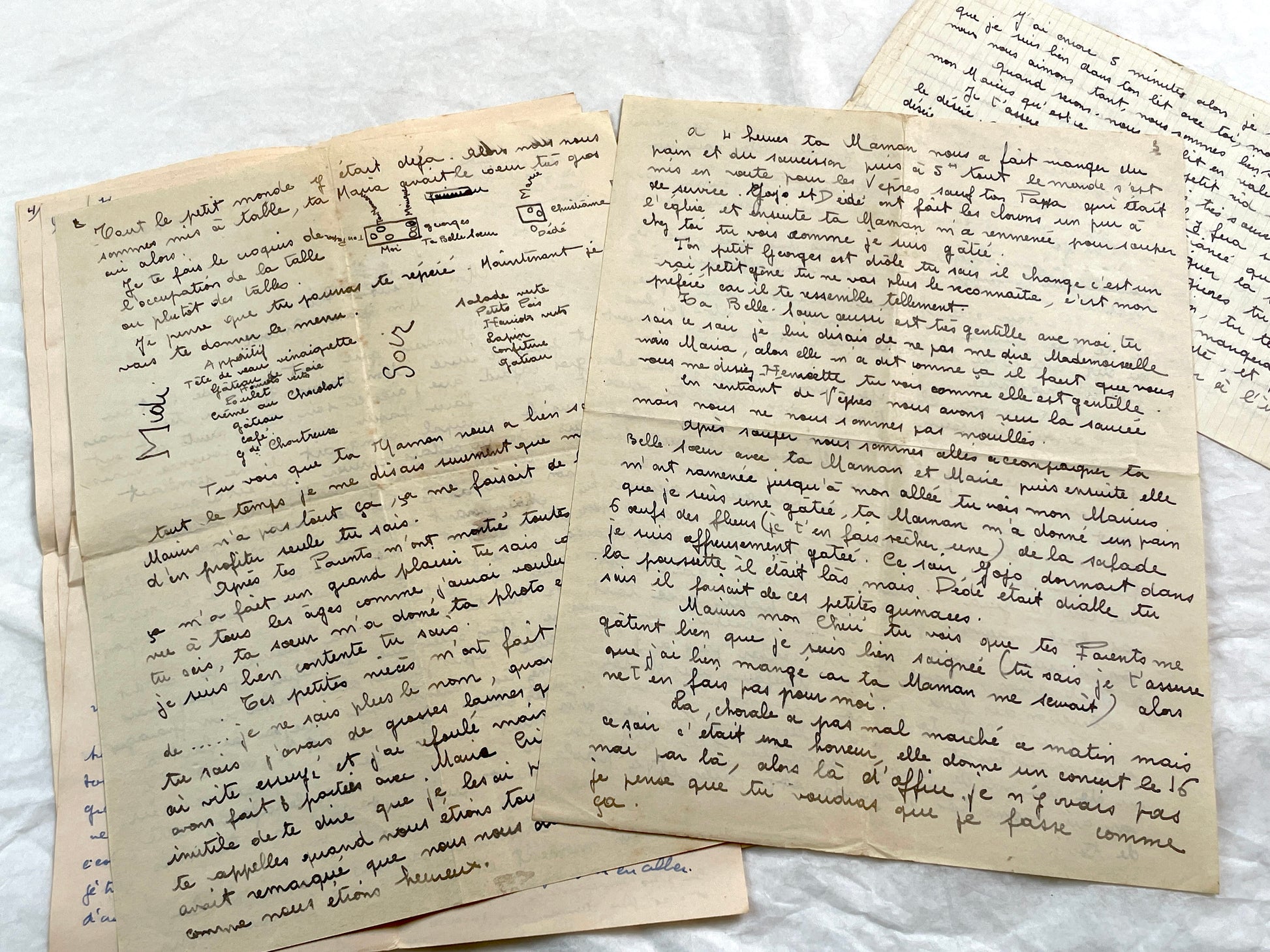 1940s - Rare Handwritten French Letters - Romantic Love Correspondence Between Sweethearts - Evocative WWII Era Ephemera