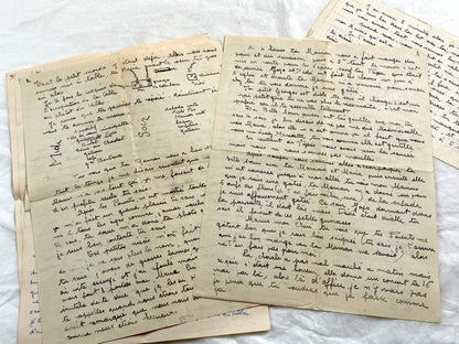 1940s - Rare Handwritten French Letters - Romantic Love Correspondence Between Sweethearts - Evocative WWII Era Ephemera