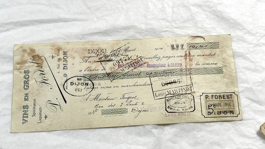 1910s - Lot of 6 Vintage French Bills of Exchange – Handwritten Commercial Documents with Stamps