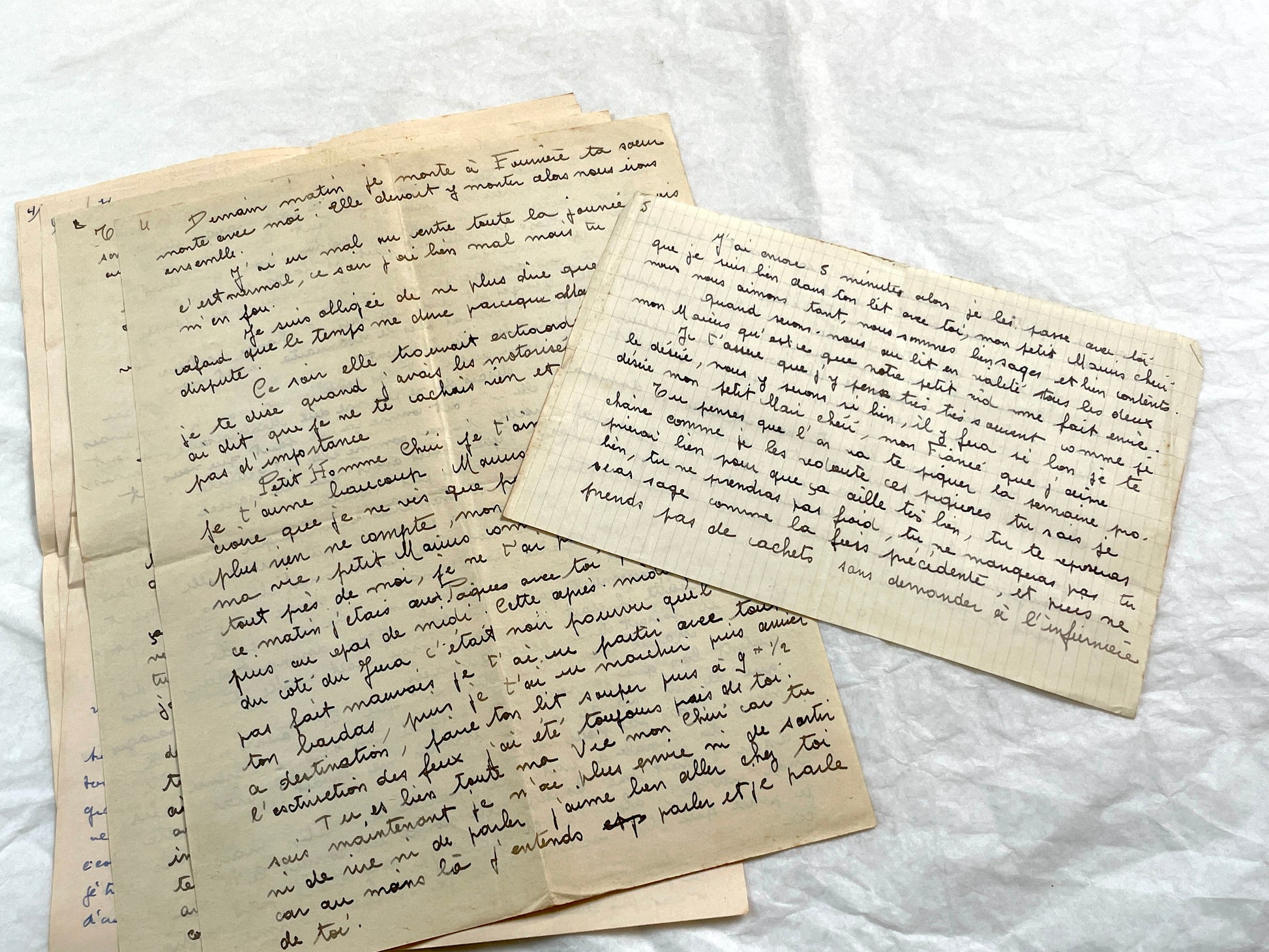 1940s - Rare Handwritten French Letters - Romantic Love Correspondence Between Sweethearts - Evocative WWII Era Ephemera