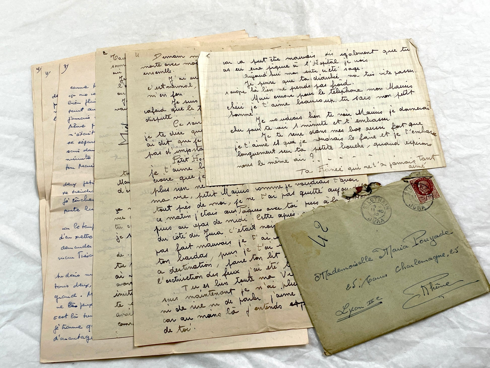 1940s - Rare Handwritten French Letters - Romantic Love Correspondence Between Sweethearts - Evocative WWII Era Ephemera